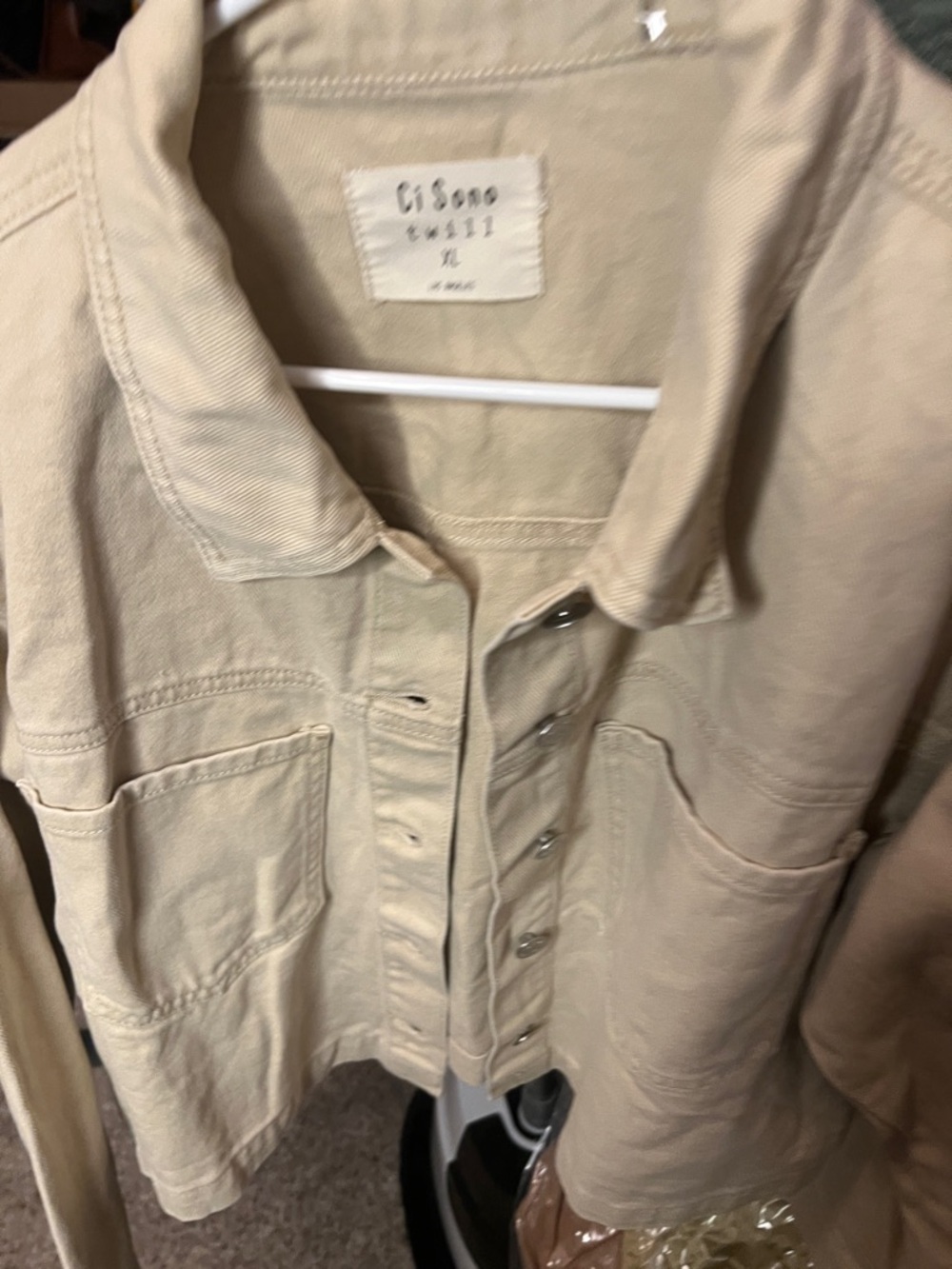 Ci Sono Jacket Women’s XL Beige casual Button Up jacket Pockets